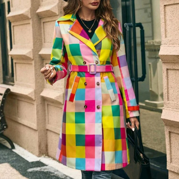 Women's Lapel Neck Button Front Long Sleeve Pocket Jacket,